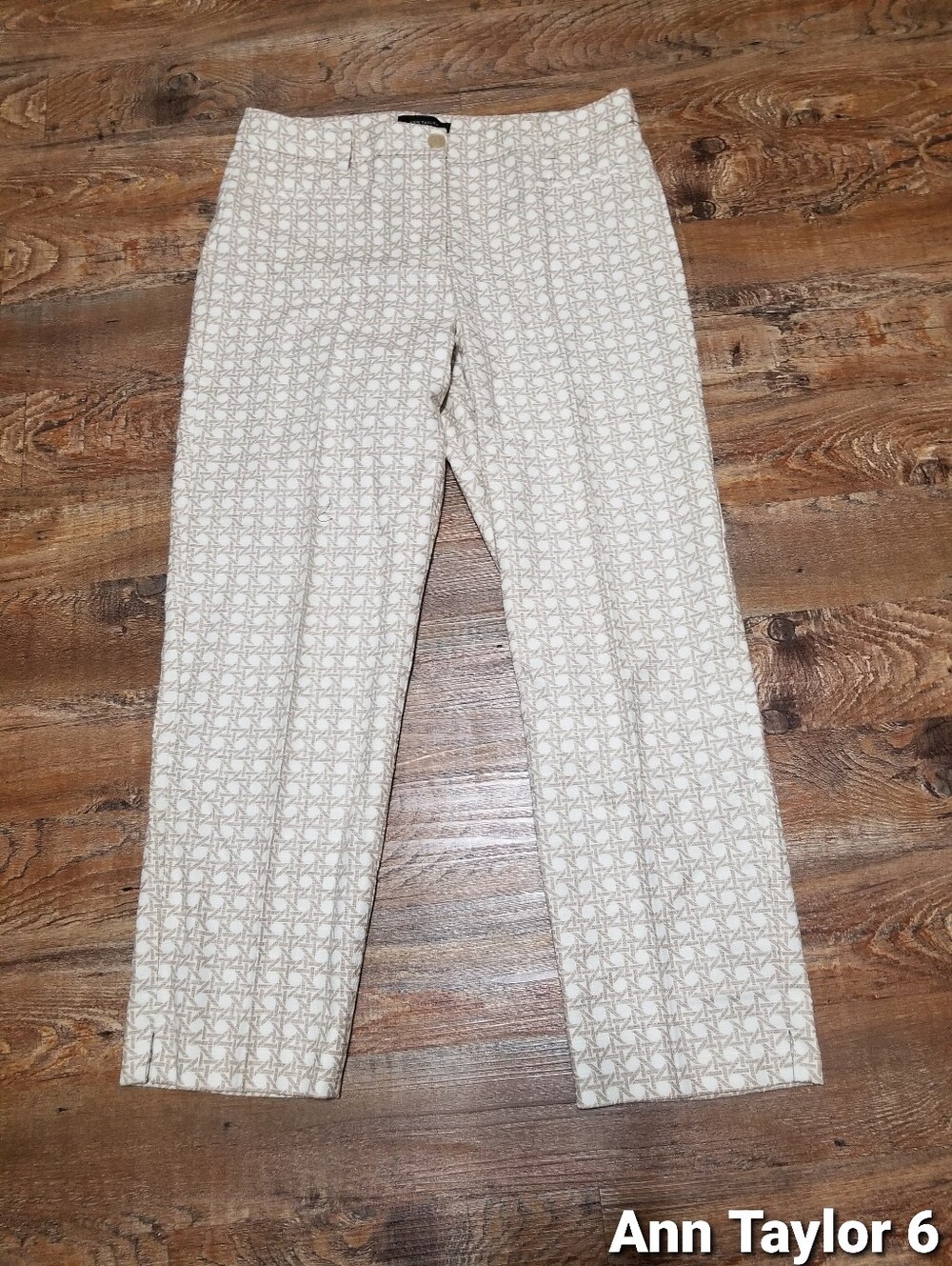Ann Taylor 6 Patterned Ankle Pants - Cream & Taupe Nwotags